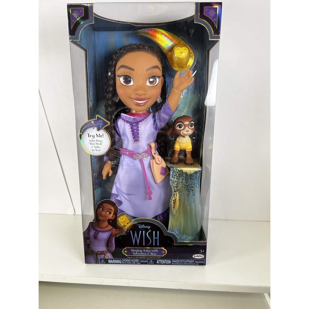 Disney Wish‎ Singing Asha Large Doll — with Valentino & Star, 14"